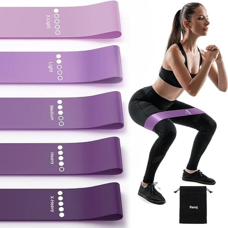 Resistance Bands Set: Exercise Workout Bands for Women and Men, 5 Stretch Bands for Booty, Legs, and Pilates