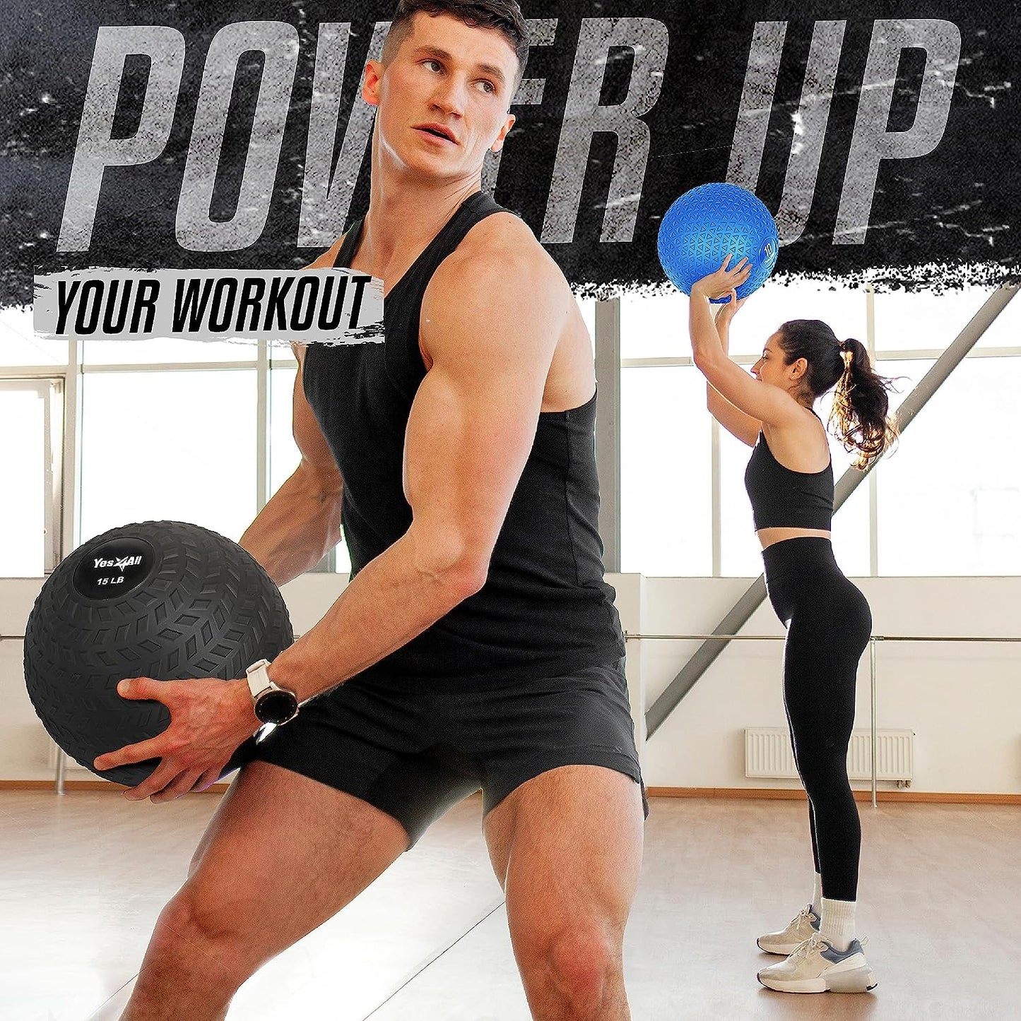 Weighted Slam Balls - 10-40 lbs Durable PVC Sand-Filled Exercise Balls for Core Strength Training