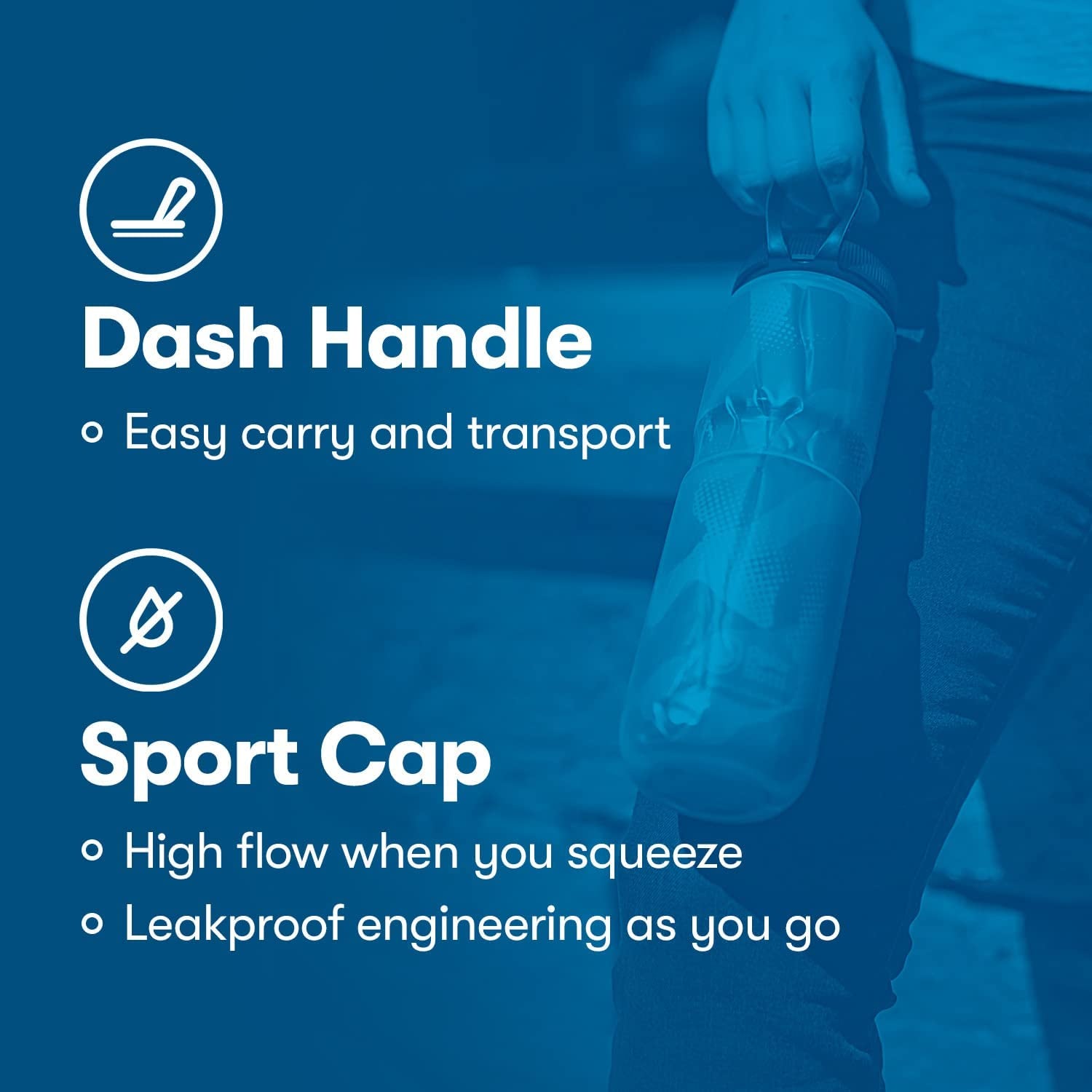 Sport Insulated Water Bottle - BPA-Free Squeeze Bottle with Handle (Fly Dye - Blood Orange, 24 Oz)