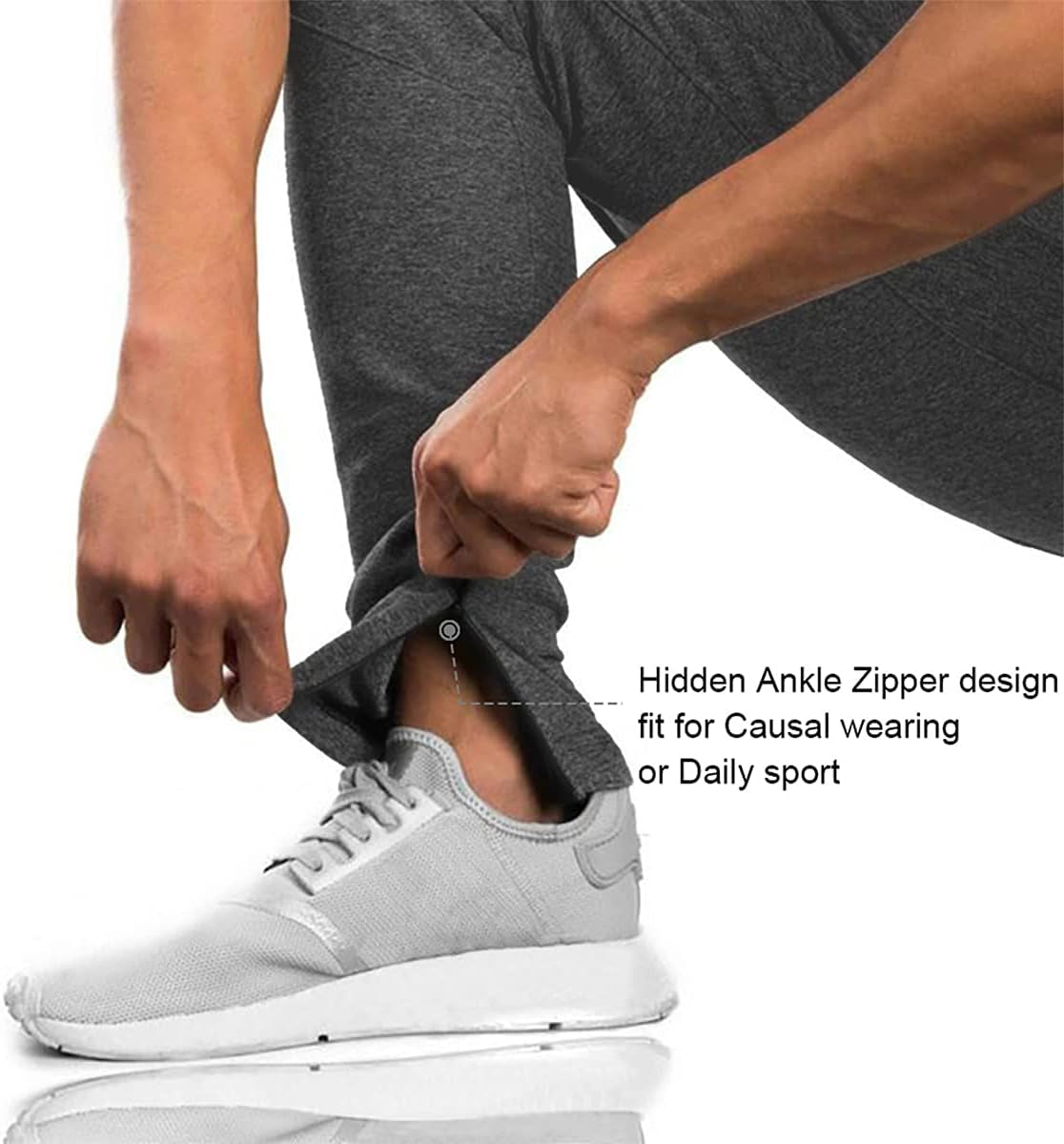 Men's Athletic Jogger Pants with Zippered Pockets for Gym and Casual Wear