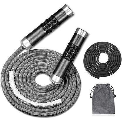 Redify Weighted Jump Rope for Workout Fitness(1Lb), Tangle-Free Ball Bearing Rapid Speed Skipping Rope for MMA Boxing Weight-Loss,Aluminum Handle Adjustable Length 9MM Fabric Cotton+9Mm Solid PVC Rope