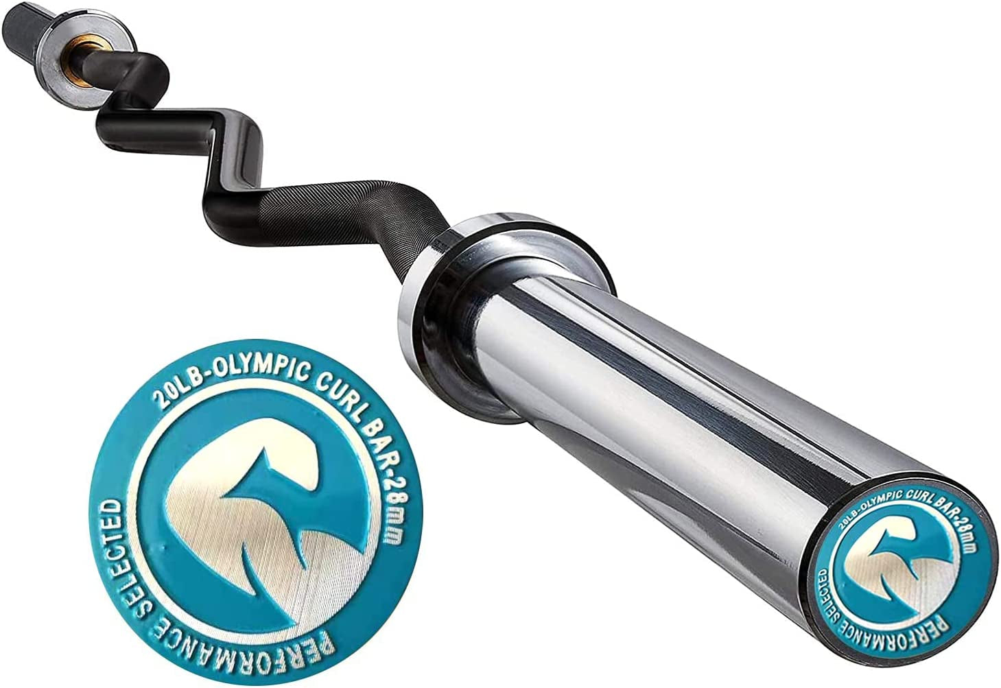 Olympic Barbell 47-Inch & 86-Inch EZ Curl Weight Bars – 350 lb and 1500 lb Capacity Chrome Barbells for Home and Gym Strength Training, Weightlifting, and Powerlifting