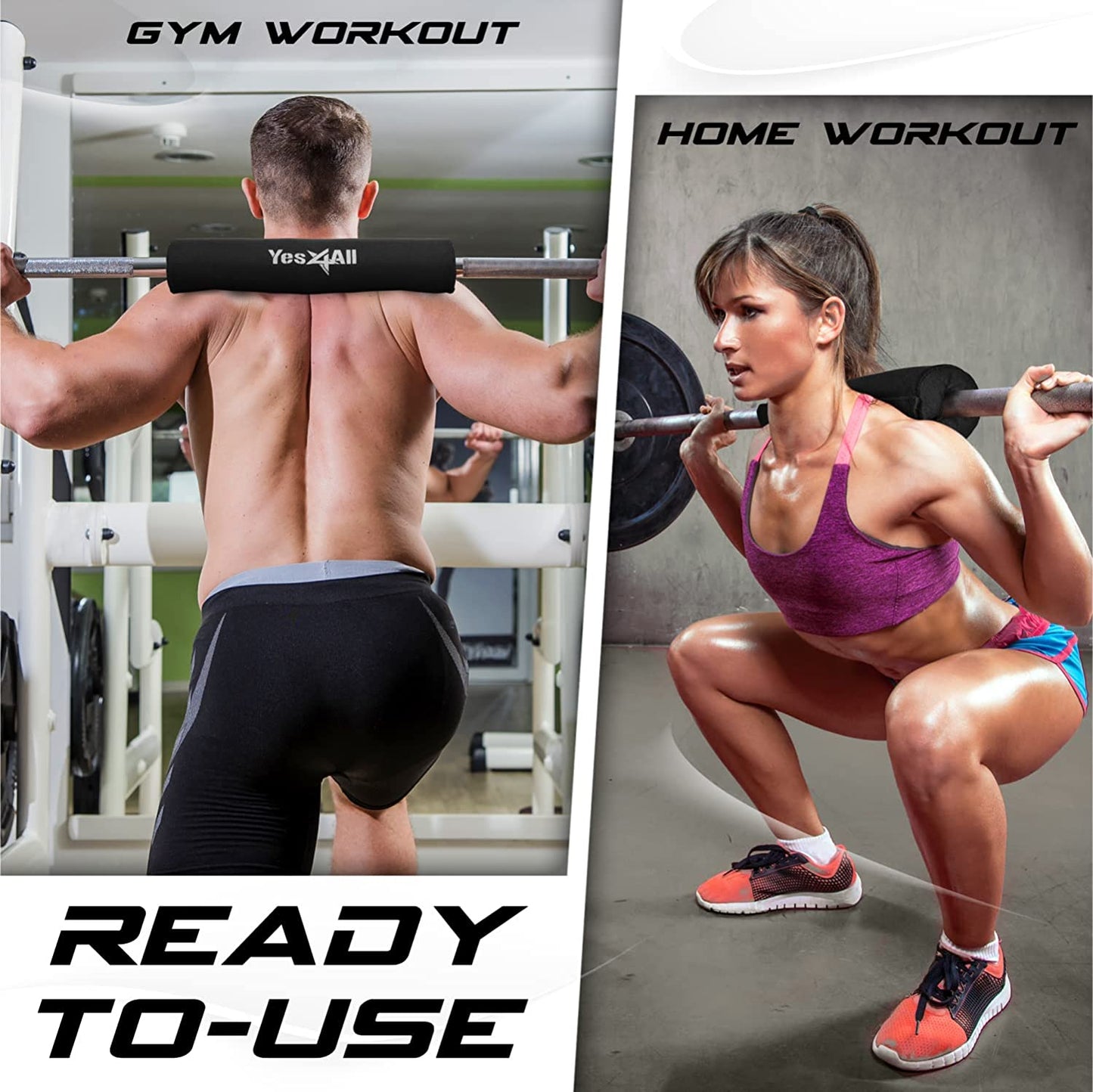 Ergonomic Foam Bar Pad for Olympic Barbell Squats, Hip Thrusts, and Weightlifting