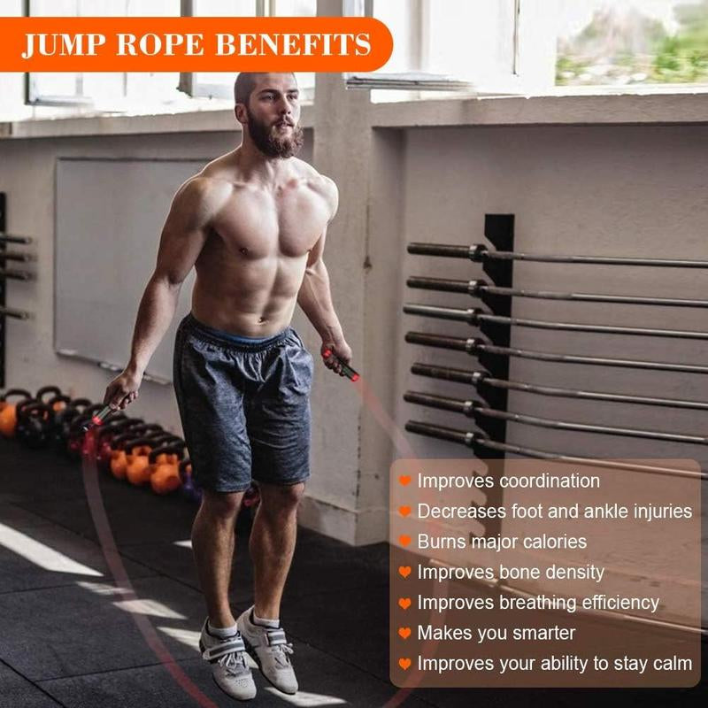 Redify Weighted Jump Rope for Workout Fitness(1Lb), Tangle-Free Ball Bearing Rapid Speed Skipping Rope for MMA Boxing Weight-Loss,Aluminum Handle Adjustable Length 9MM Fabric Cotton+9Mm Solid PVC Rope