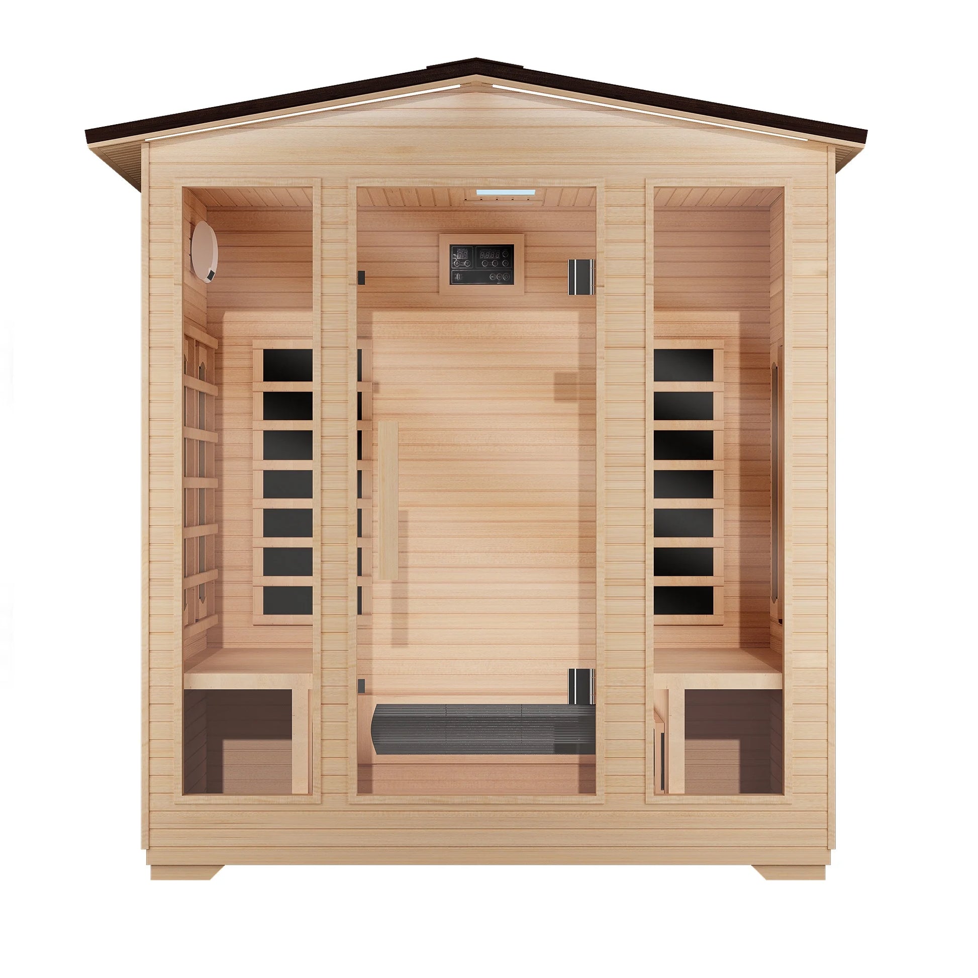 Outdoor Sauna, 4 Person Far Infrared Sauna, 10 Minutes Warm up Home Sauna, 3060Watt
