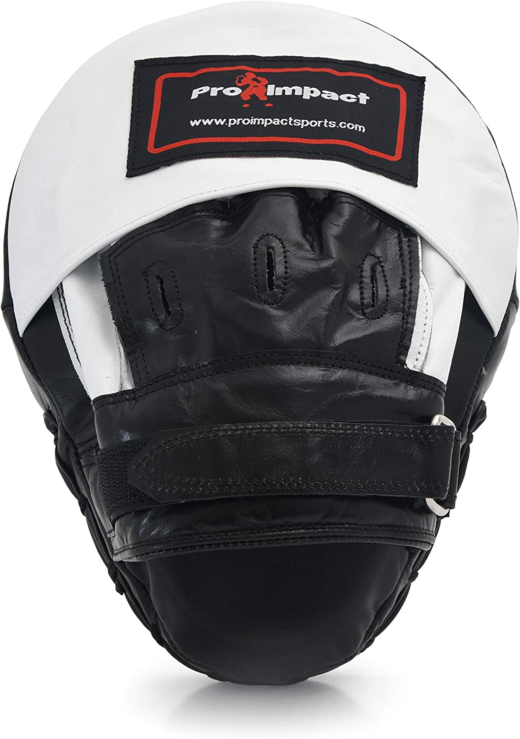 Curved Focus Mitts - Shock Absorbent Training Hand Pads for Karate, Boxing, MMA, Muay Thai, and Combat Sports - Genuine and PU Leather (White and Black)