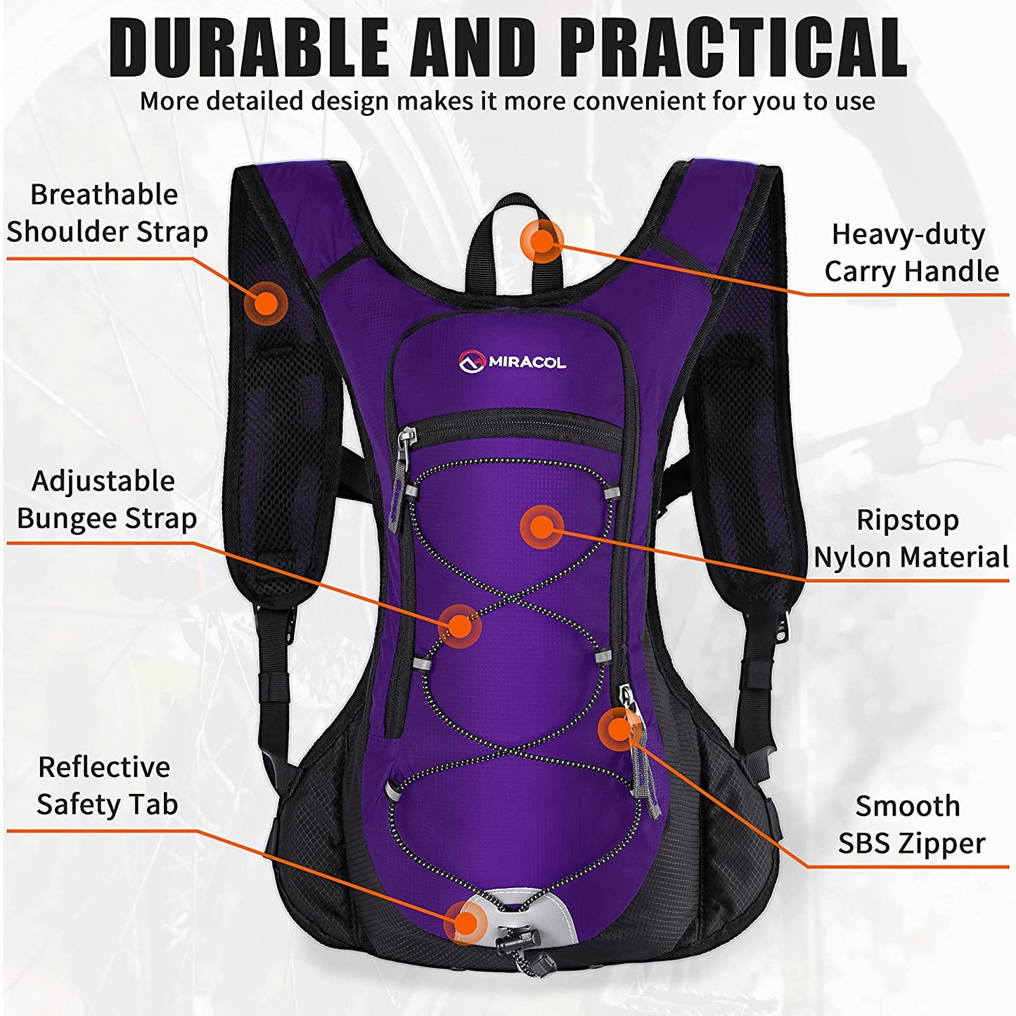 Hydration Pack - 2L Water Bladder Backpack for Running, Biking, Hiking, and Festivals