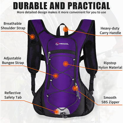 Hydration Pack - 2L Water Bladder Backpack for Running, Biking, Hiking, and Festivals