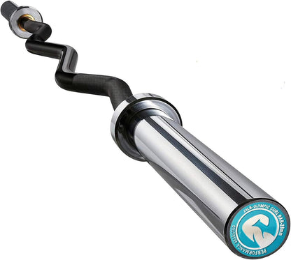 Olympic Barbell 47-Inch & 86-Inch EZ Curl Weight Bars – 350 lb and 1500 lb Capacity Chrome Barbells for Home and Gym Strength Training, Weightlifting, and Powerlifting