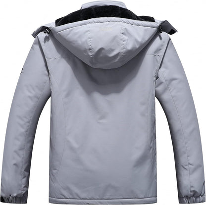 Men's Waterproof Ski Jacket with Hood - Windproof Winter Coat for Snow and Rain