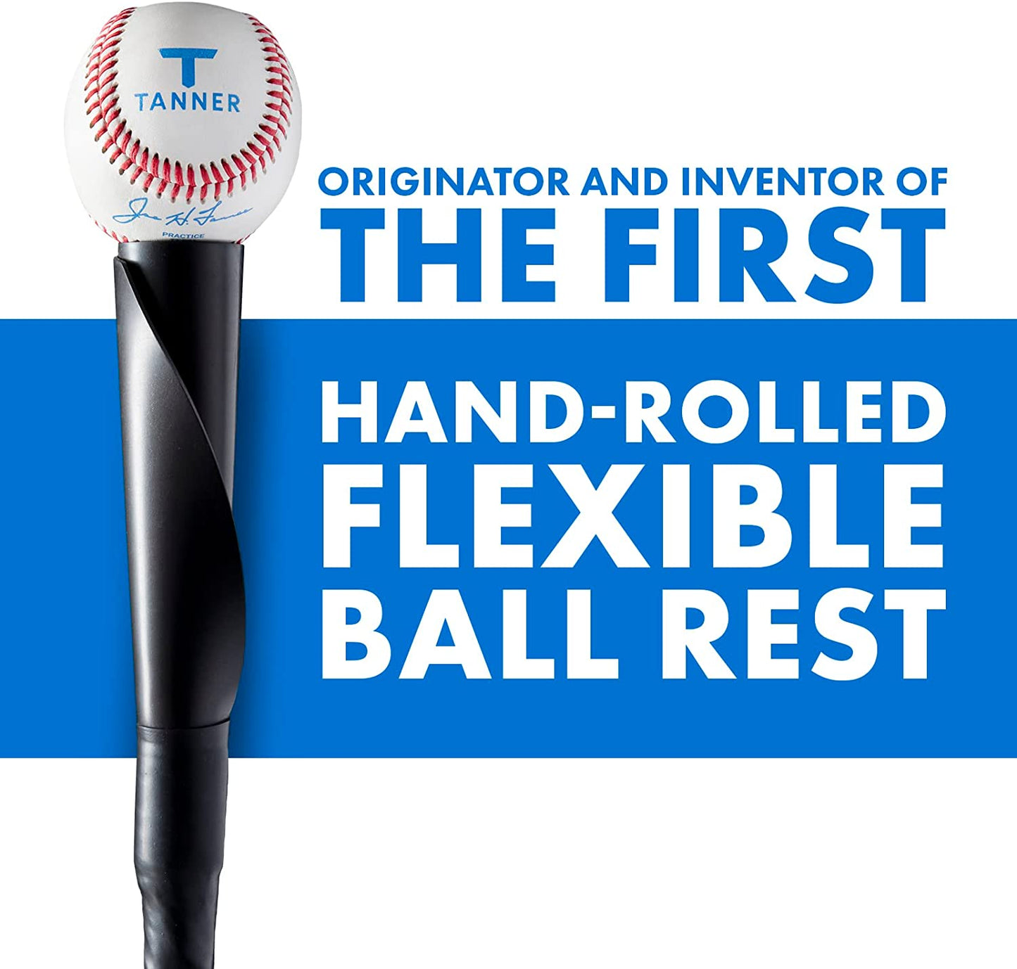 Tee Original Adjustable Batting Tee for Baseball and Softball – Steel Shaft, Composite Base, Hand-Rolled Rubber Top, Height Adjustable from 26" to 43