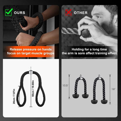 Tricep Rope, Press down Cable Machine Attachment Set, LAT Pulldown Attachment, Cable Machine Accessories for Home Gym, Exercise Machine Attachments Pulley System Gym Pull down Rope, Patented,Best Christmas Gifts for Men,Fitness Equipment,Home Gym Weight L