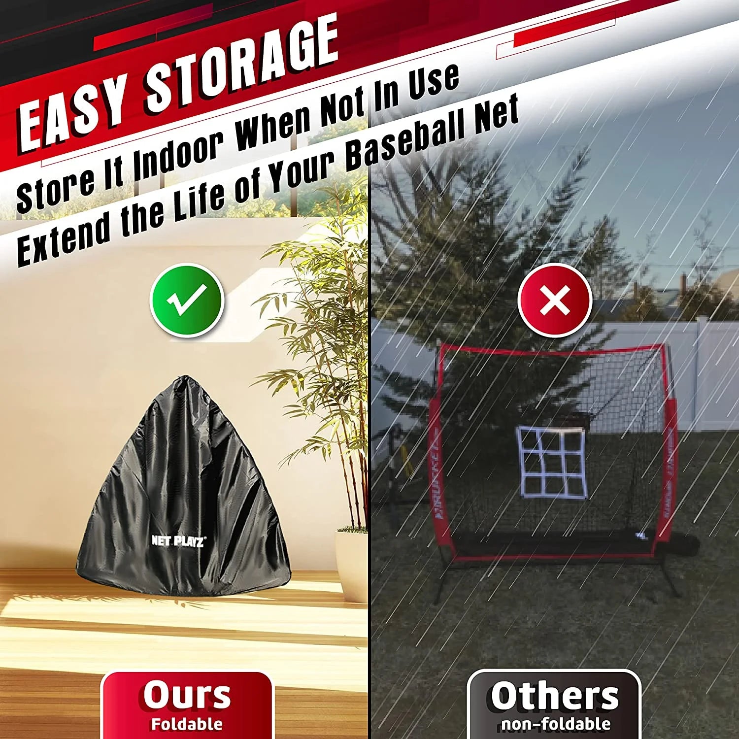 5' x 5' Baseball and Softball Hitting and Pitching Net - Ideal for All Skill Levels, Bow Frame Design