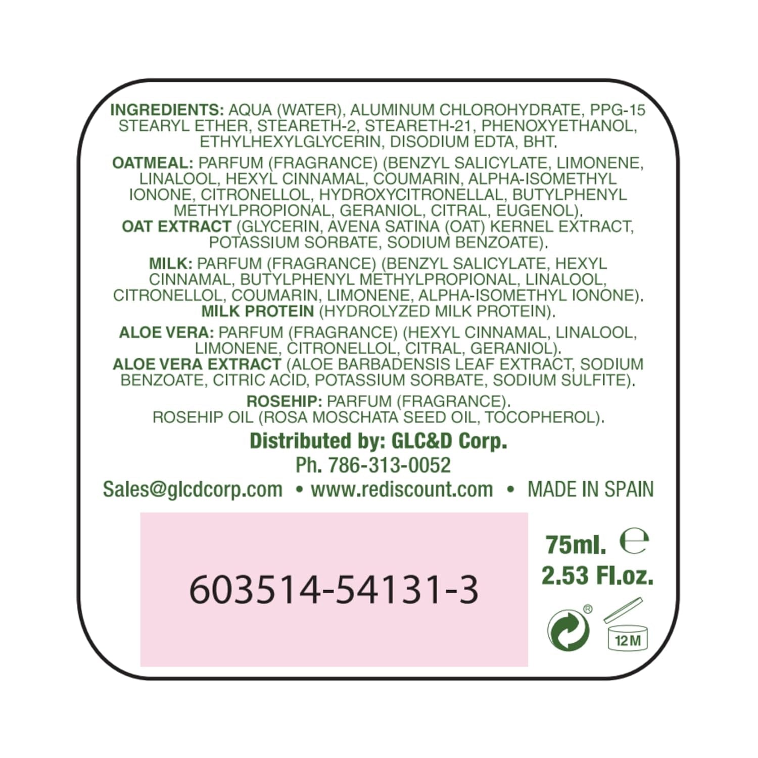 Deoderant Aloe Vera Antiperspirant, Odor Protection, All Day Fresh (2.53 Fl Oz/Pack of 1)