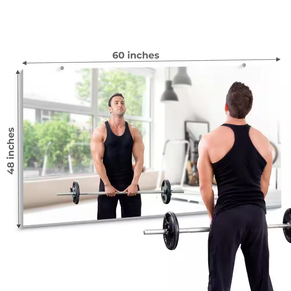 Large Fitness Center Mirror 1/4 In. Thick, Safety-Backed, 48 In. W X 60 In. H
