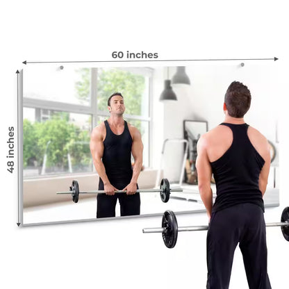 Large Fitness Center Mirror 1/4 In. Thick, Safety-Backed, 48 In. W X 60 In. H