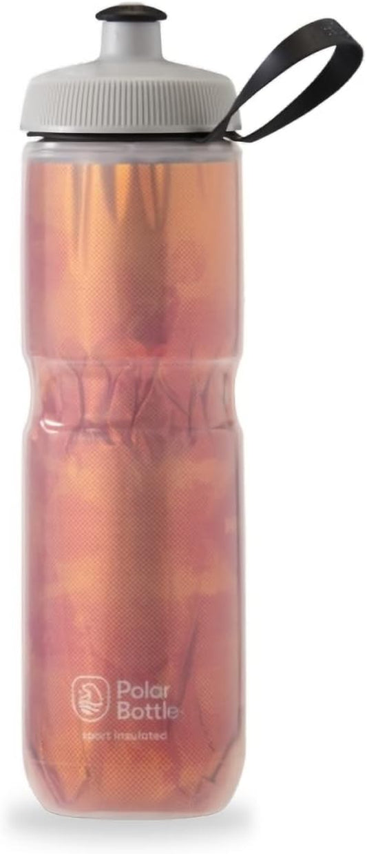 Sport Insulated Water Bottle - BPA-Free Squeeze Bottle with Handle (Fly Dye - Blood Orange, 24 Oz)