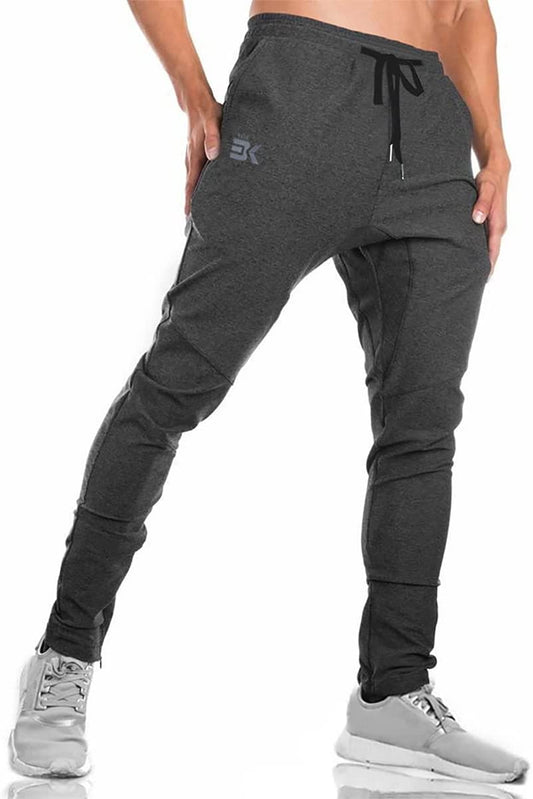 Men's Athletic Jogger Pants with Zippered Pockets for Gym and Casual Wear