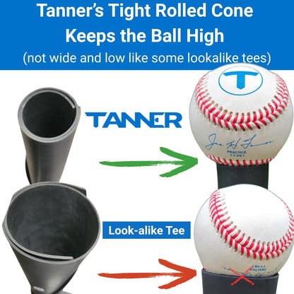 Tee Original Adjustable Batting Tee for Baseball and Softball – Steel Shaft, Composite Base, Hand-Rolled Rubber Top, Height Adjustable from 26" to 43