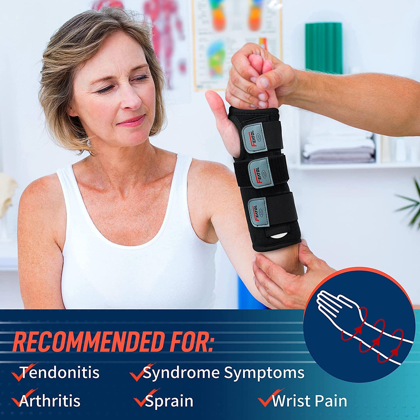 Wrist Brace Hand Brace, Carpal Tunnel Wrist Splint Night Support for Women Men, Pain Relief Support -Tendonitis, Arthritis, Sprain, Right Hand, Small/Medium