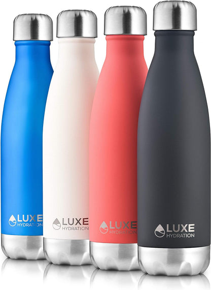 17oz Insulated Travel Water Bottle - 18/8 Stainless Steel, Double-Wall Vacuum Design - Keeps Beverages Cold for 24 Hours and Hot for 12 Hours - Leakproof and Reusable - Coral