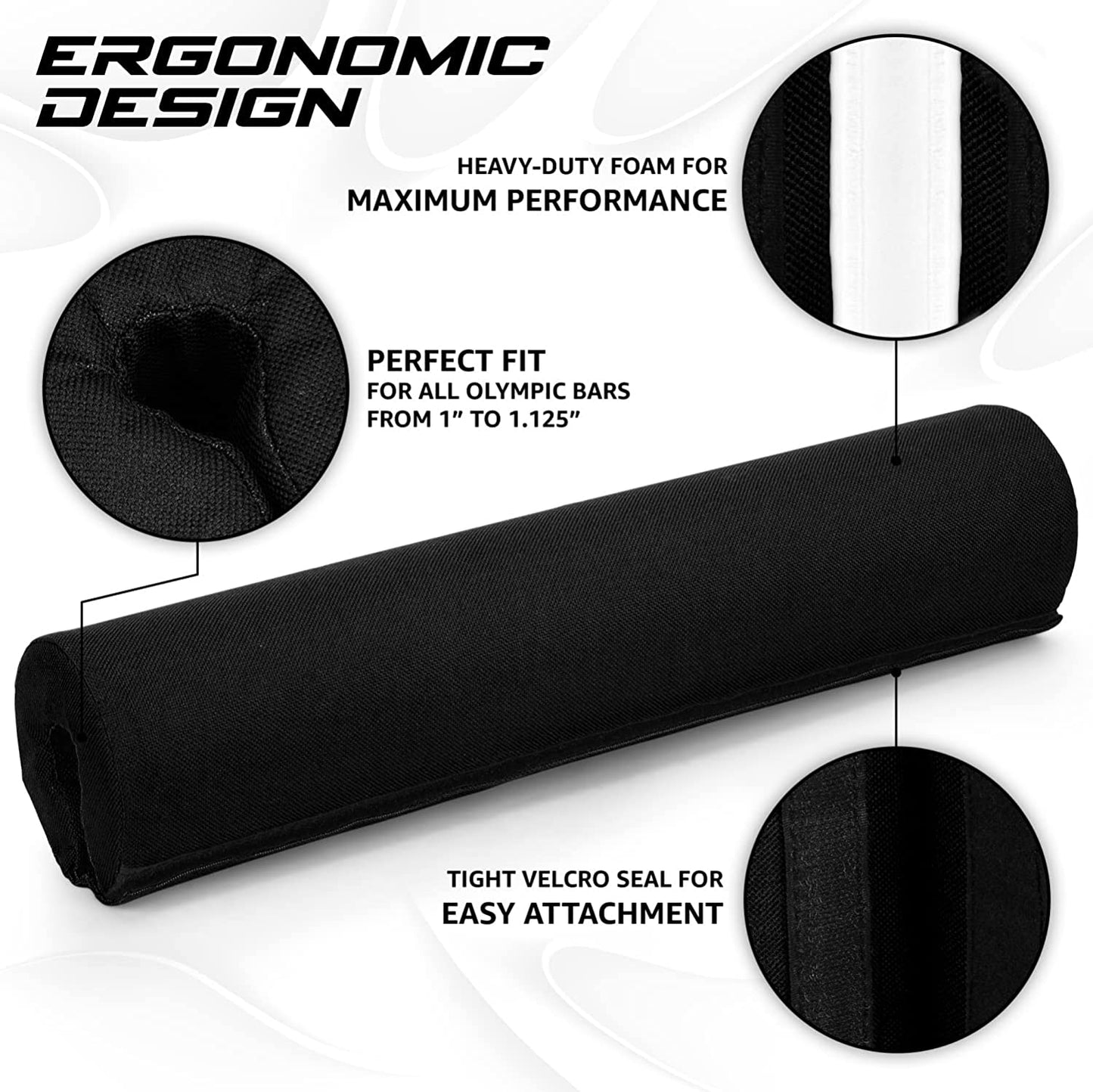 Ergonomic Foam Bar Pad for Olympic Barbell Squats, Hip Thrusts, and Weightlifting