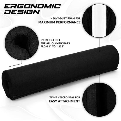 Ergonomic Foam Bar Pad for Olympic Barbell Squats, Hip Thrusts, and Weightlifting