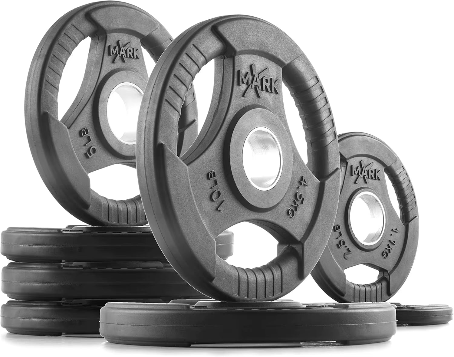 Rubber Coated Weight Plates Set for Barbell Strength Training - Ideal for Home Gym Use