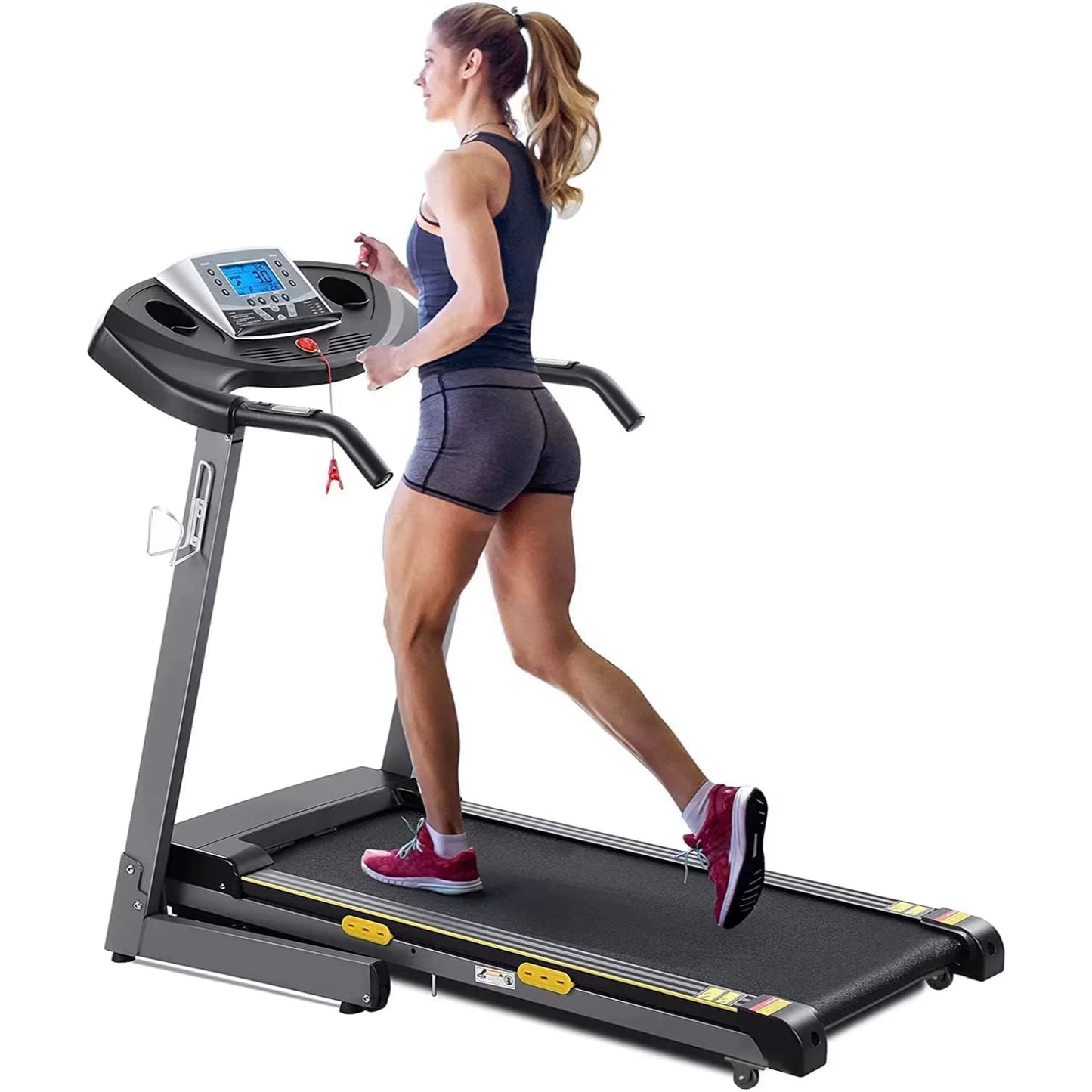 Folding Electric Treadmill with Auto Incline, 2.5HP Motor, 8.5MPH Speed, and 15 Training Programs - 17-Inch Running Machine