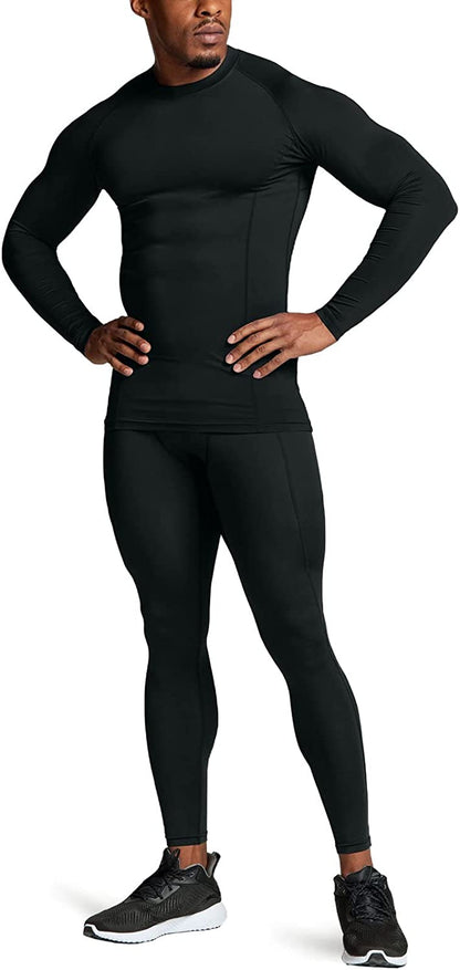 Men's UPF 50+ Long Sleeve Compression Rash Guard for Water Sports and Athletic Training