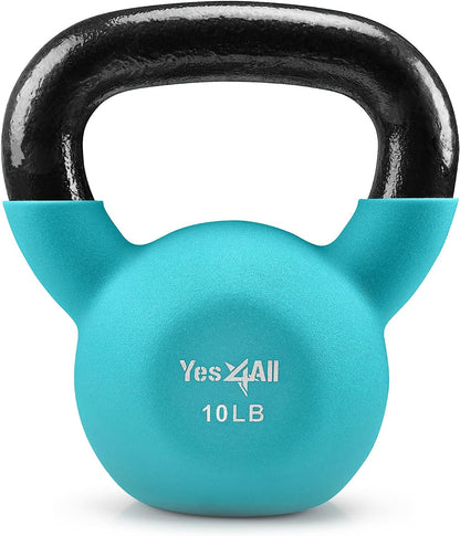 Neoprene Coated Cast Iron Kettlebells, 5-65 LB with Wide Grip Handle and Flat Bottom for Versatile Home Gym Workouts - Available Individually or as a Set