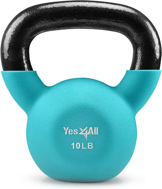 Neoprene Coated Cast Iron Kettlebells, 5-65 LB with Wide Grip Handle and Flat Bottom for Versatile Home Gym Workouts - Available Individually or as a Set