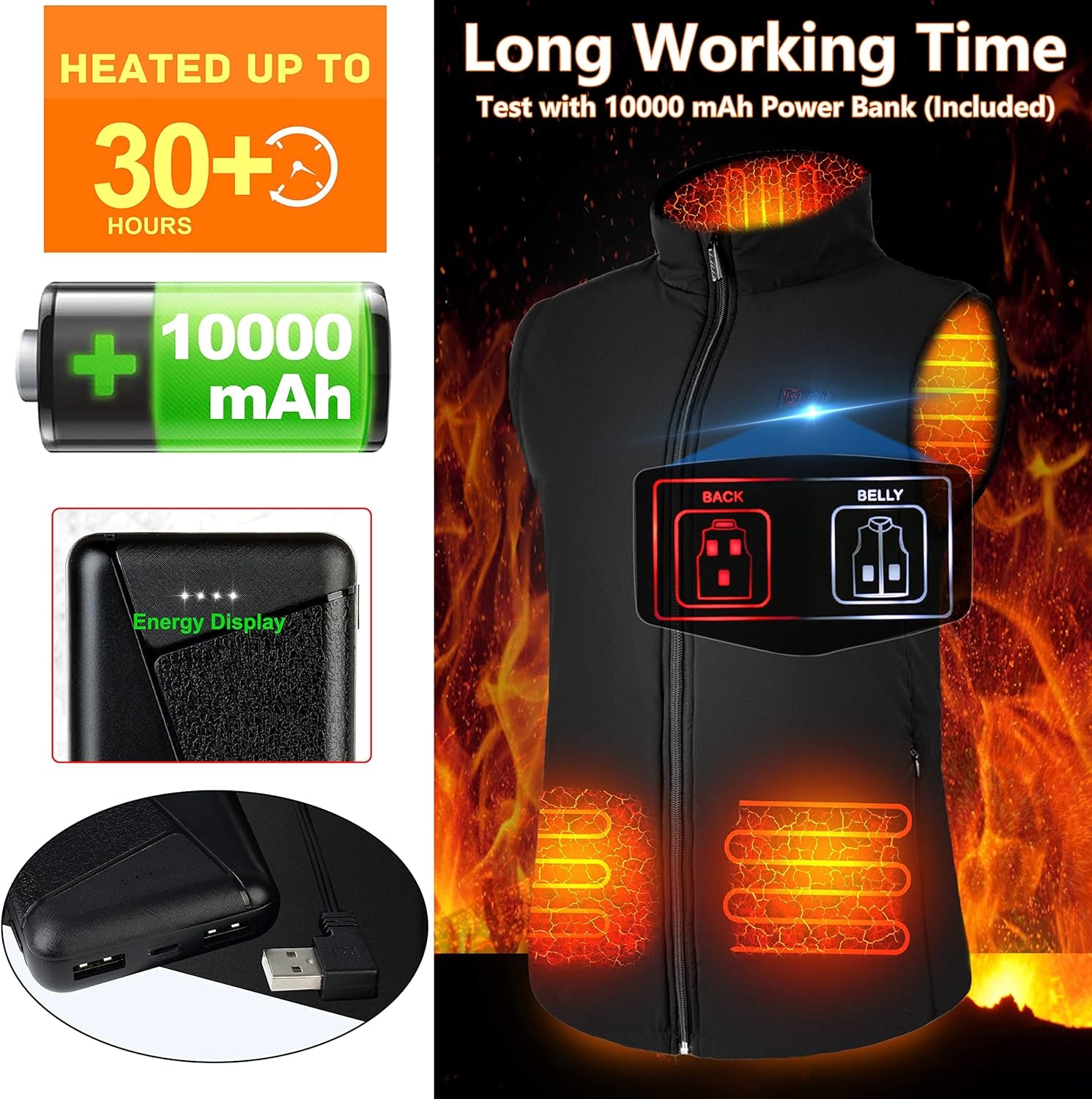Rechargeable Slim-Fit Heated Vest for Men and Women with Battery Pack
