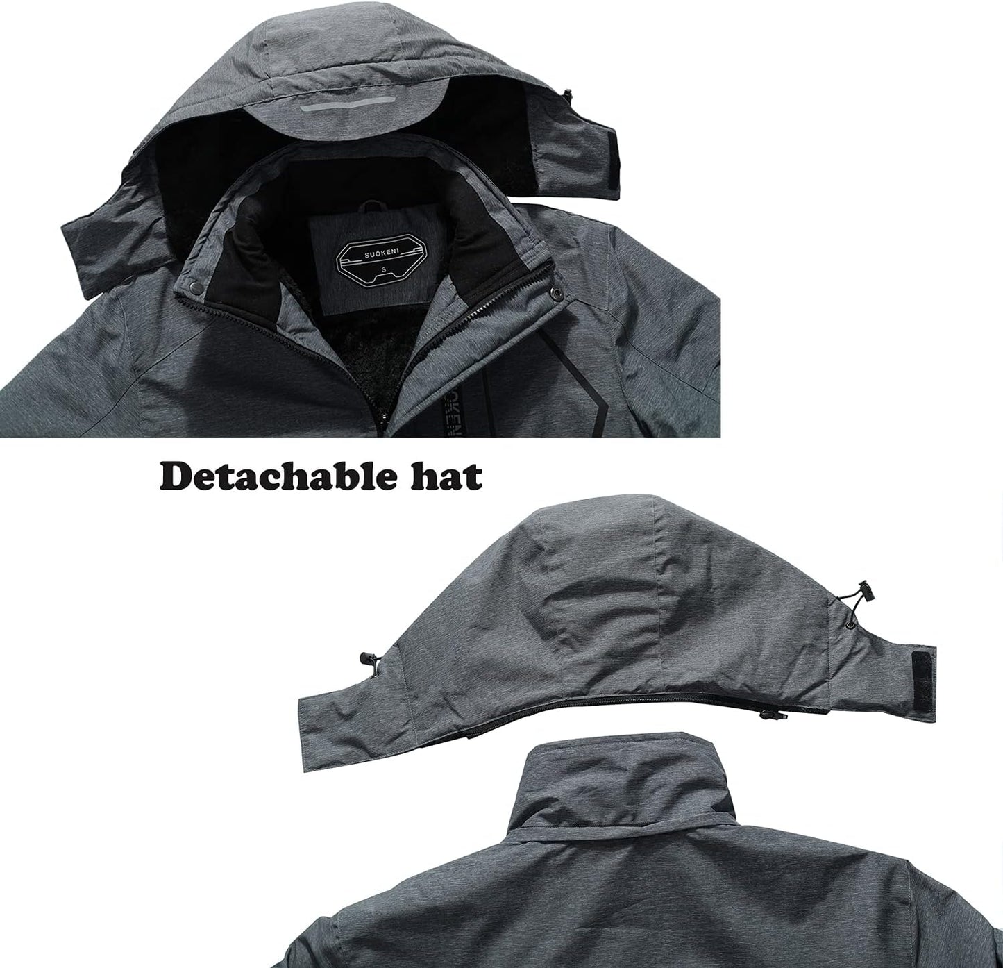 Men's Waterproof Ski Jacket - Insulated Winter Snow Coat with Hood