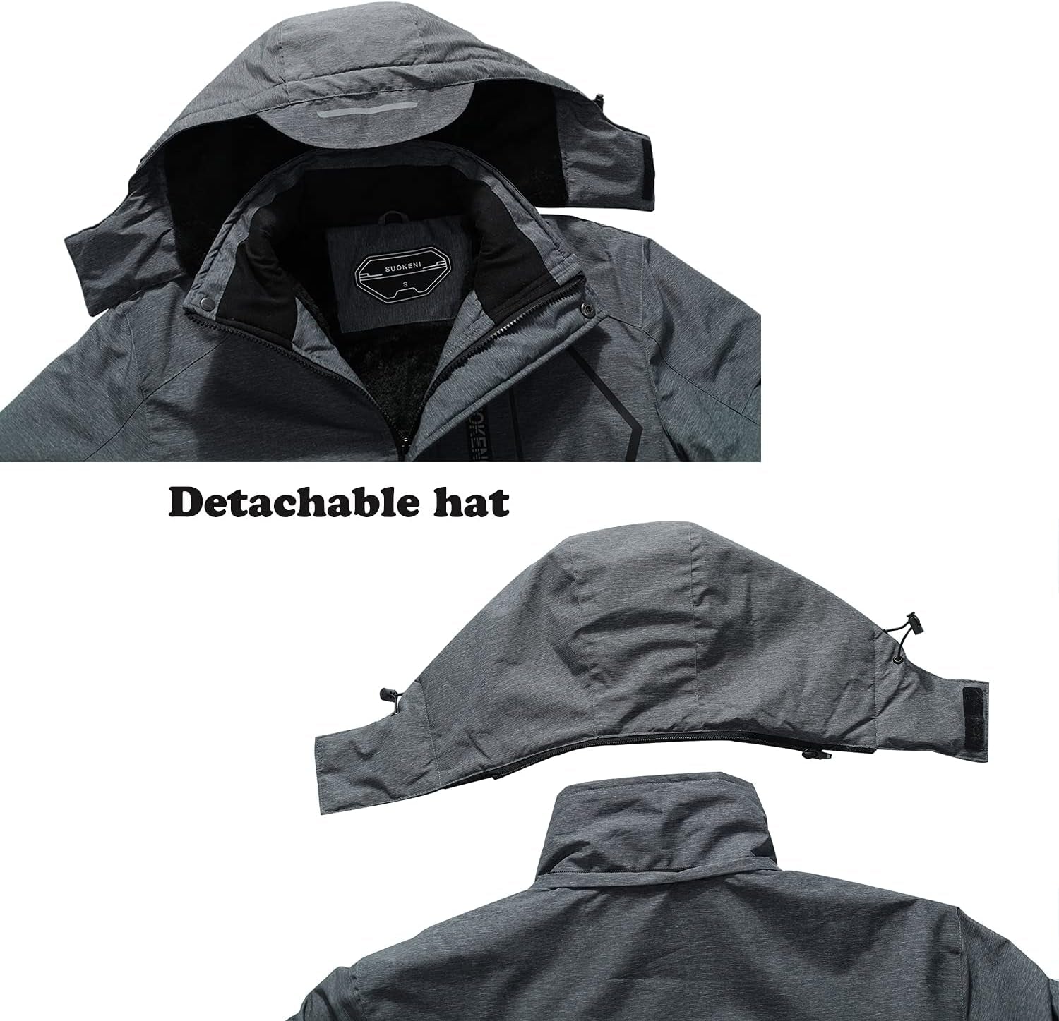 Men's Waterproof Ski Jacket - Insulated Winter Snow Coat with Hood