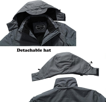 Men's Waterproof Ski Jacket - Insulated Winter Snow Coat with Hood