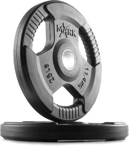 Rubber Coated Weight Plates Set for Barbell Strength Training - Ideal for Home Gym Use