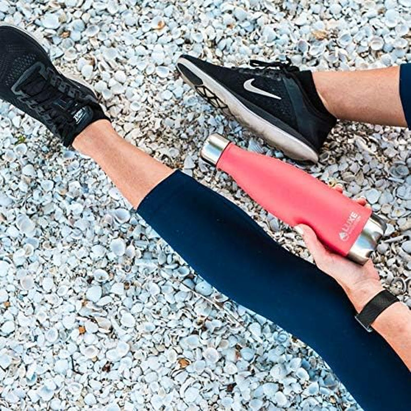 17oz Insulated Travel Water Bottle - 18/8 Stainless Steel, Double-Wall Vacuum Design - Keeps Beverages Cold for 24 Hours and Hot for 12 Hours - Leakproof and Reusable - Coral