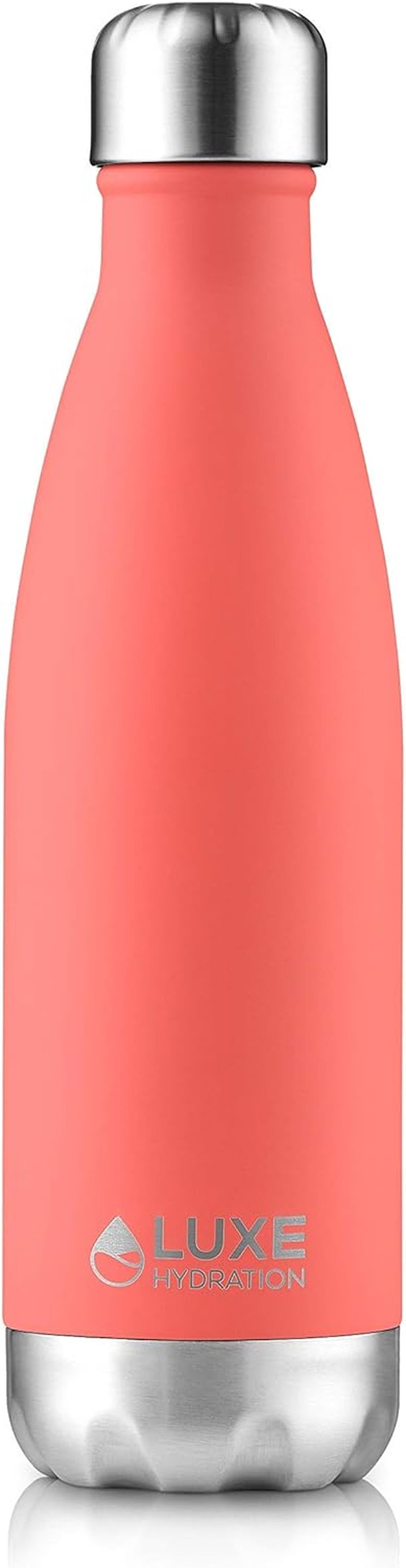 17oz Insulated Travel Water Bottle - 18/8 Stainless Steel, Double-Wall Vacuum Design - Keeps Beverages Cold for 24 Hours and Hot for 12 Hours - Leakproof and Reusable - Coral