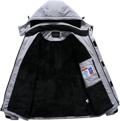 Men's Waterproof Ski Jacket with Hood - Windproof Winter Coat for Snow and Rain