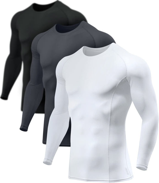 Men's UPF 50+ Long Sleeve Compression Rash Guard for Water Sports and Athletic Training