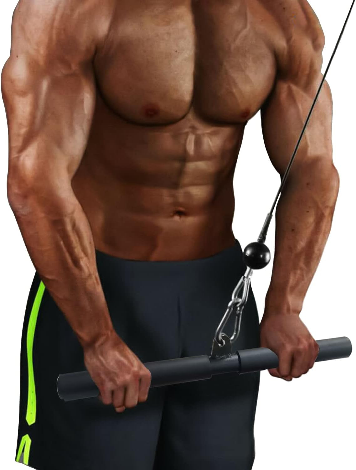 LAT Pull Down Bar Attachment for Cable Machines - Professional Fitness Accessory with Rubber Grip for Home Gym Muscle Building and Strength Training