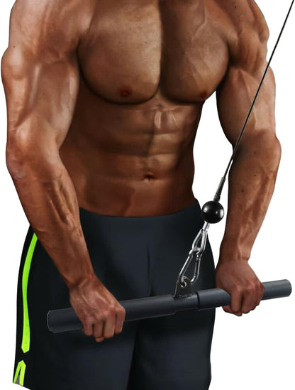 LAT Pull Down Bar Attachment for Cable Machines - Professional Fitness Accessory with Rubber Grip for Home Gym Muscle Building and Strength Training