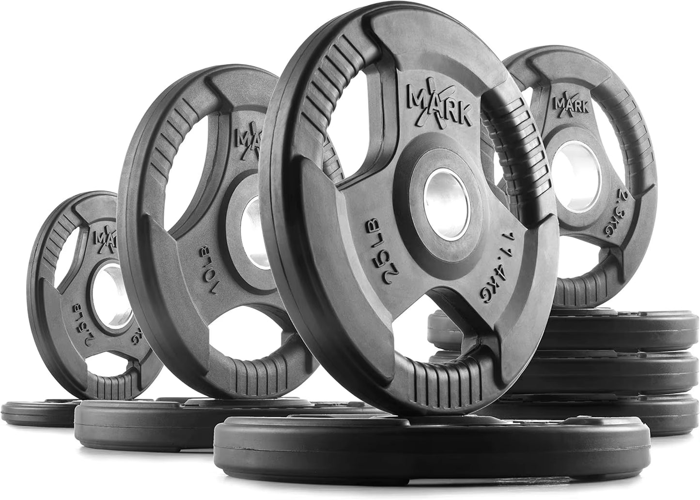 Rubber Coated Weight Plates Set for Barbell Strength Training - Ideal for Home Gym Use