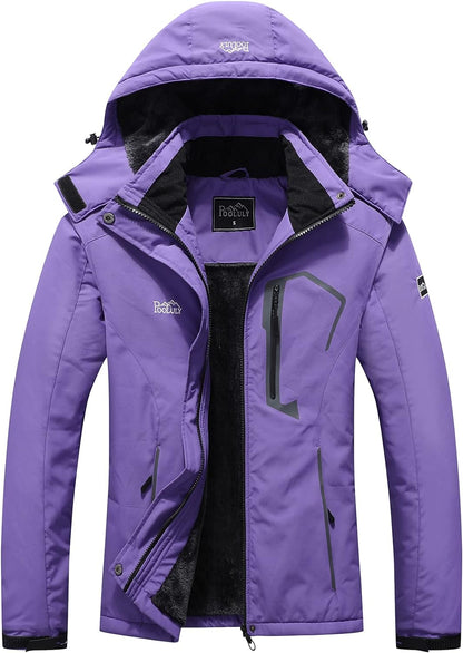 Women's Waterproof Ski Jacket - Warm Winter Windbreaker with Hood for Snowboarding