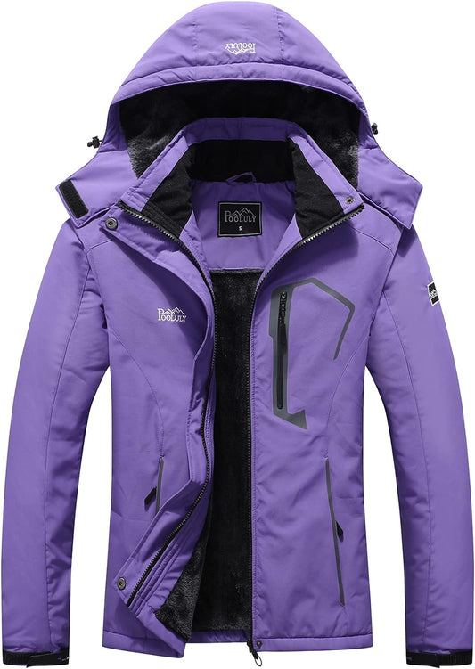 Women's Waterproof Ski Jacket - Warm Winter Windbreaker with Hood for Snowboarding