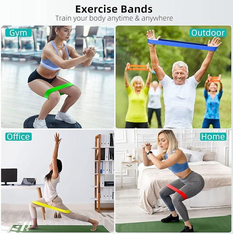 Resistance Bands Set: Exercise Workout Bands for Women and Men, 5 Stretch Bands for Booty, Legs, and Pilates