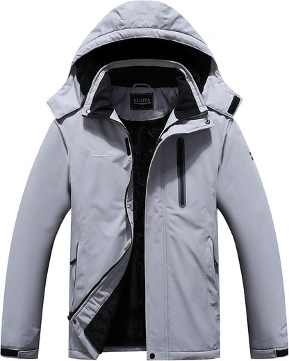 Men's Waterproof Ski Jacket with Hood - Windproof Winter Coat for Snow and Rain