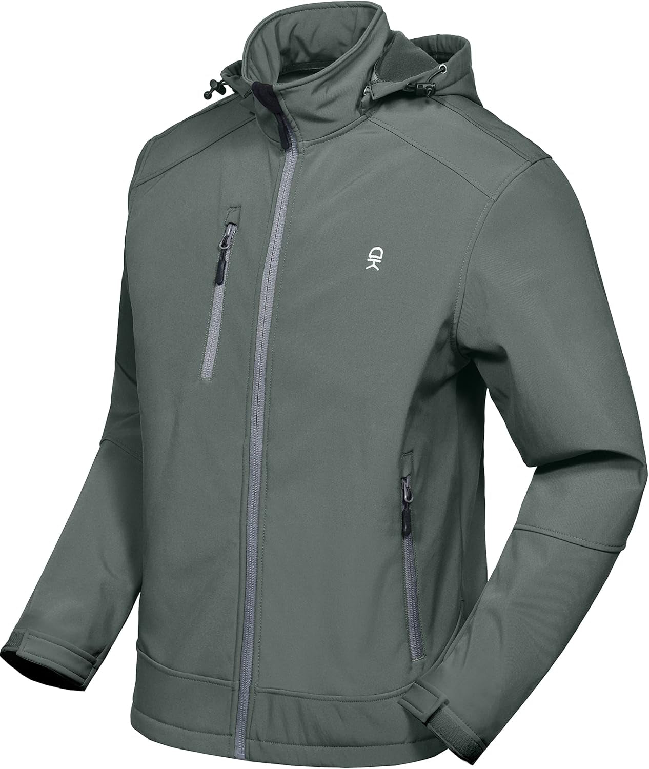 Men's Softshell Jacket with Removable Hood and Fleece Lining by