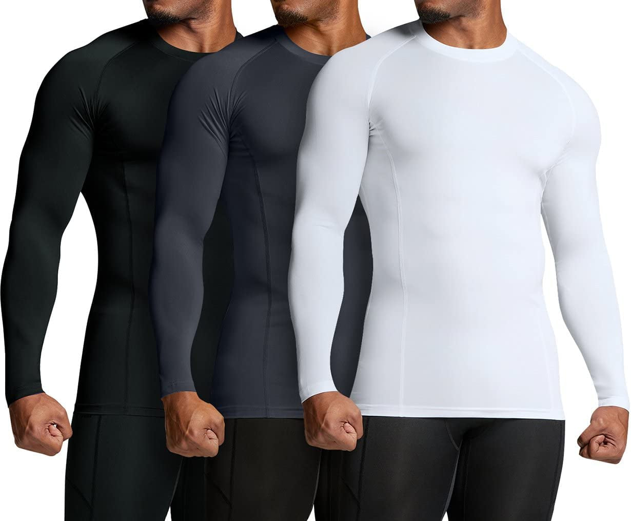 Men's UPF 50+ Long Sleeve Compression Rash Guard for Water Sports and Athletic Training